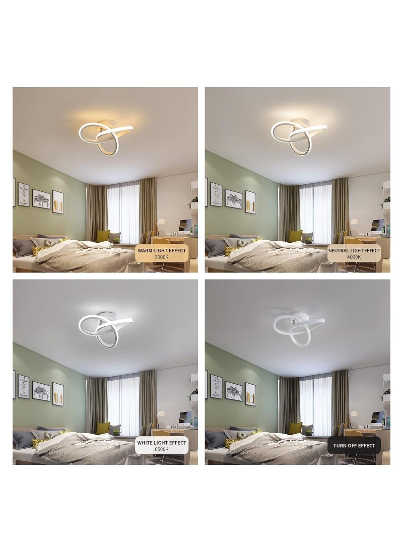 LED Ceiling Lights Modern 22W Spiral Design Modern Ceiling Lamp Switch Control 3 Color Adjustable Chandelier Ceiling Light Fixture for Corridor Bedroom Stair White