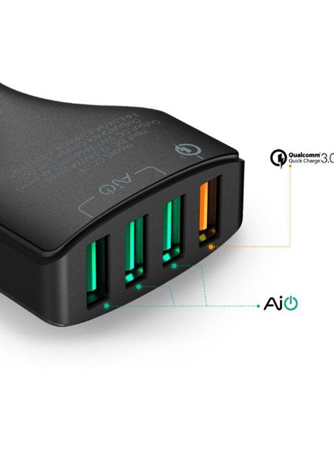 Quick Charge 3.0 Car Charger With Micro USB Cable Black