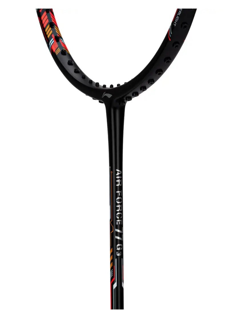 AIR-FORCE 77 G3 Carbon Fibre Unstrung Badminton Racket With Free Full Cover (Black/Red/Orange)