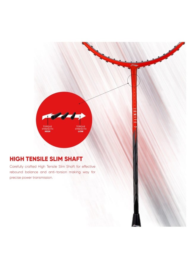 IGNITE 7 Carbon Graphite Unstrung Badminton Racquet, 77 Grams, 30 Lbs String Tension And Free Full Cover (Copper Black)