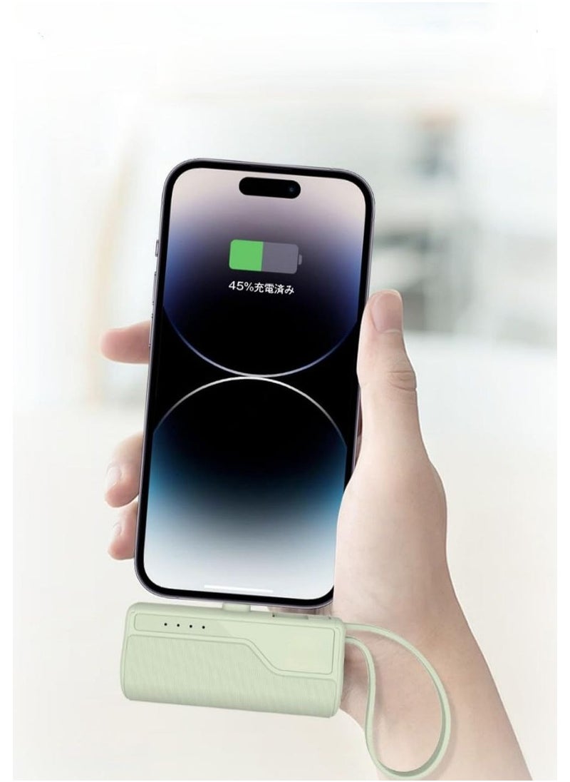 Mobile Battery 5,000 mAh Built-in Type-C Connector Direct Charging Compact 2-Way Input, 1 Type-C / 1 USB-A 5 V 2A Rapid Charging Smartphone Battery PSE Certified Convenient to Carry.