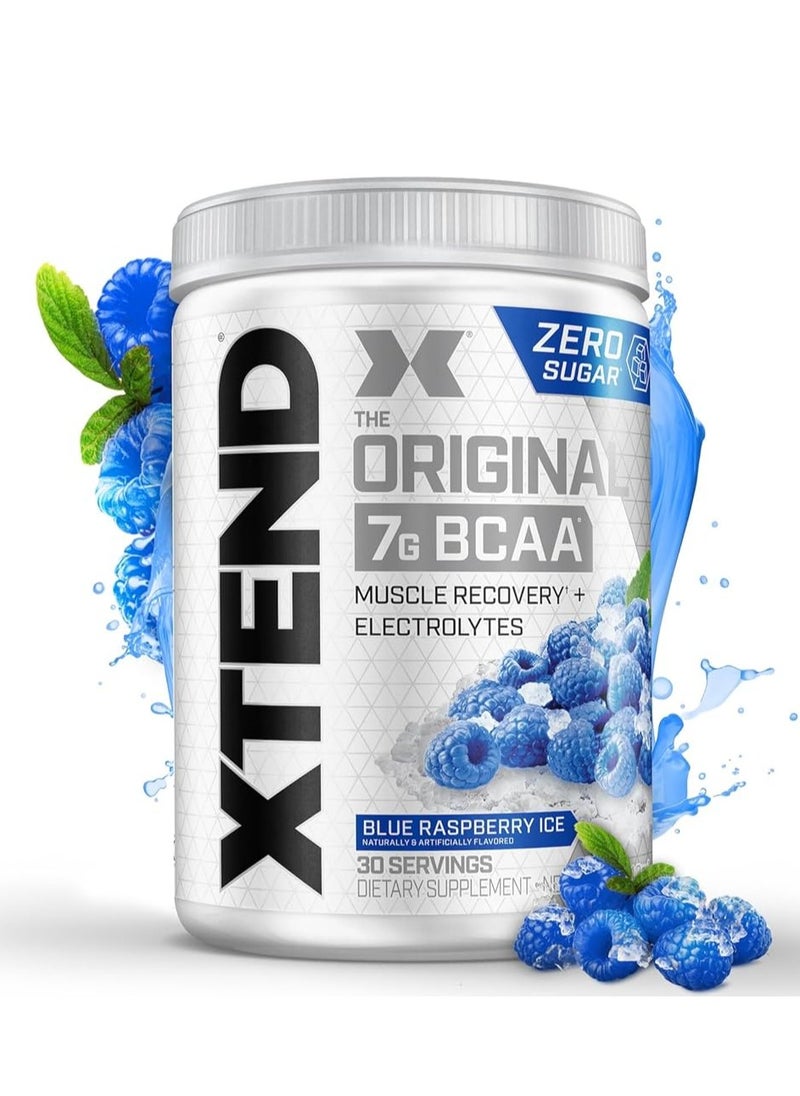 XTEND Original BCAA Powder - Blue Raspberry Ice, 7g BCAA & Electrolytes for Muscle Recovery, Zero Sugar, 30 Servings