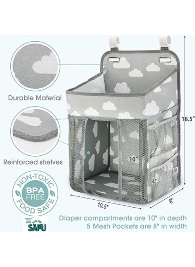 Multi-Purpose Nursery Caddy Baby Diaper Organizer Hanging Bag Essential Storage Pocket