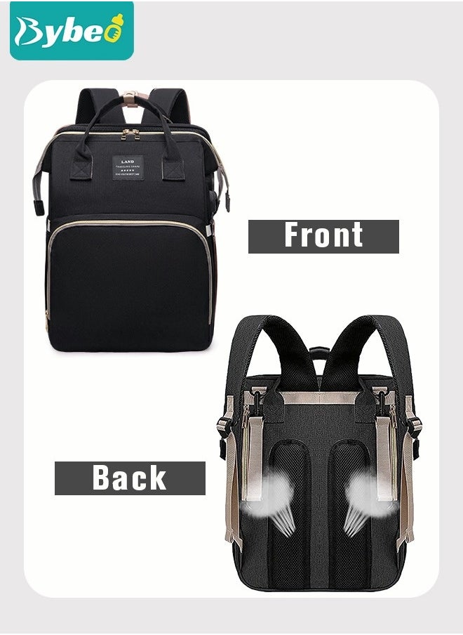 Baby Diaper Bag Backpack, Multifunction Diapers Changing Station & Toy Bar for Outdoor and Travel, Infant Shower Gifts, Large Capacity, USB Port, 3 Toys