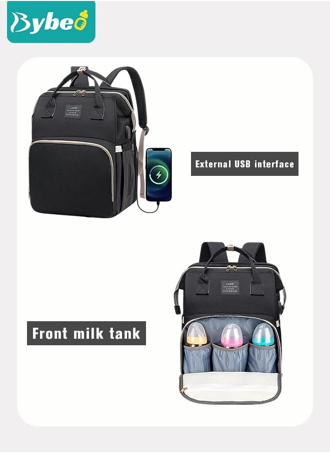 Baby Diaper Bag Backpack, Multifunction Diapers Changing Station & Toy Bar for Outdoor and Travel, Infant Shower Gifts, Large Capacity, USB Port, 3 Toys