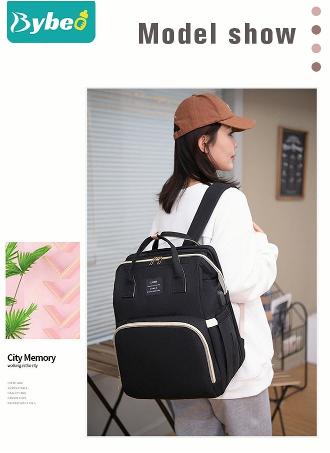 Baby Diaper Bag Backpack, Multifunction Diapers Changing Station & Toy Bar for Outdoor and Travel, Infant Shower Gifts, Large Capacity, USB Port, 3 Toys