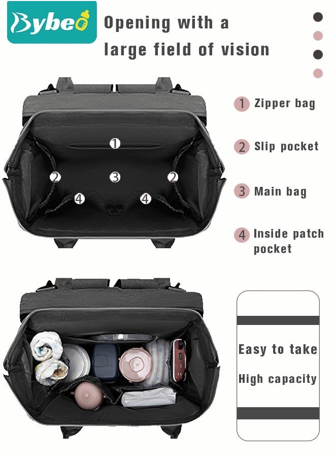 Baby Diaper Bag Backpack, Multifunction Diapers Changing Station & Toy Bar for Outdoor and Travel, Infant Shower Gifts, Large Capacity, USB Port, 3 Toys
