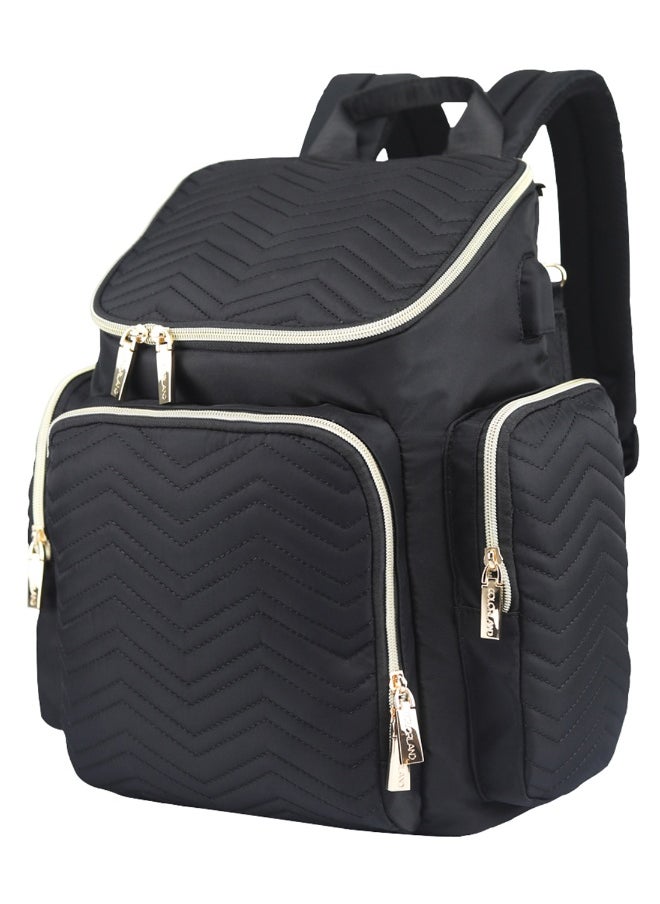 Georgia Diaper Bag With Changing Pad And Stroller Hooks - Black