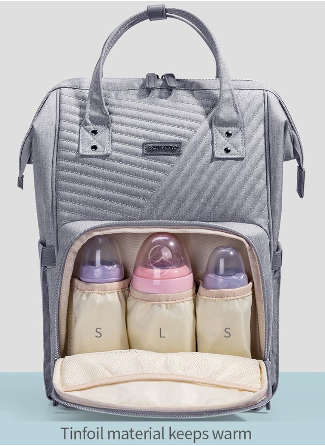 Diaper Backpack And USB Charging Port With Stroller Hooks - Grey