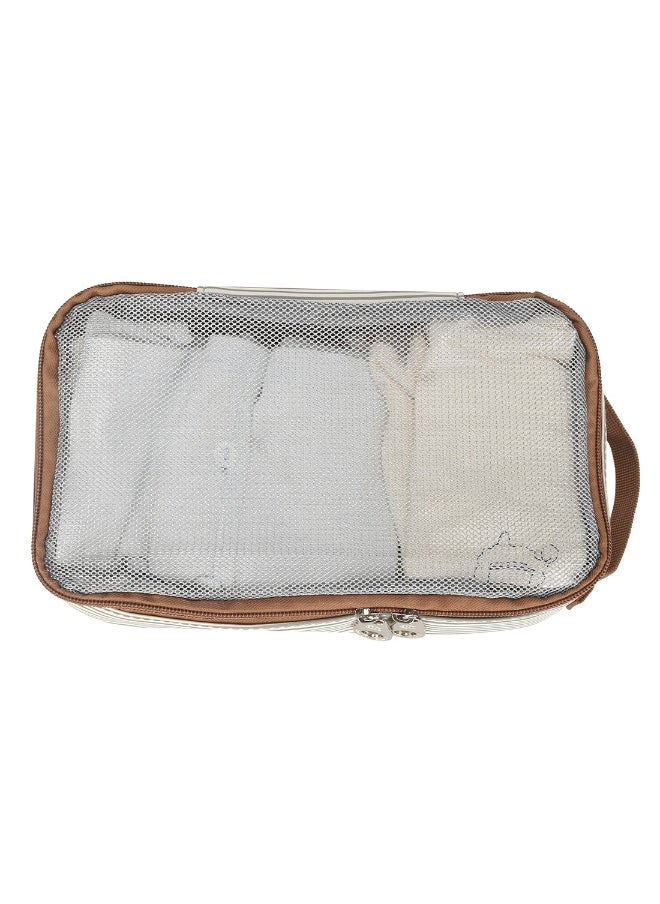 Set Of 6 Diaper Bag With Hooks And Nappy Changing Mat - Ivory White