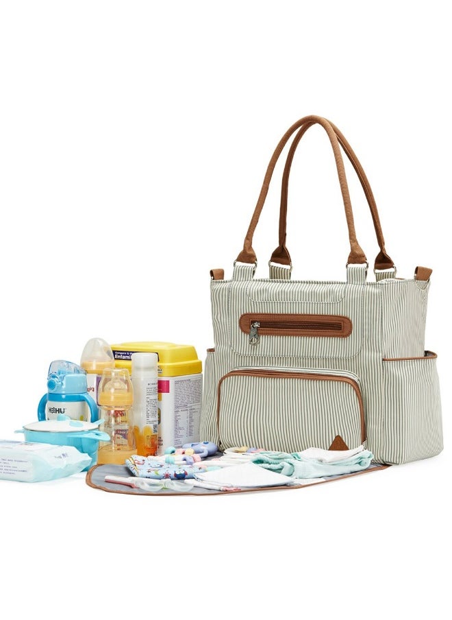 Set Of 6 Diaper Bag With Hooks And Nappy Changing Mat - Ivory White