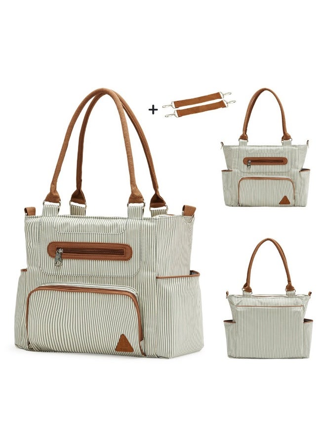 Set Of 6 Diaper Bag With Hooks And Nappy Changing Mat - Ivory White