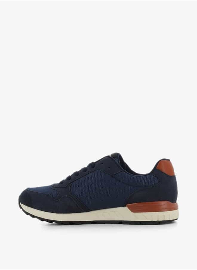 Men's Panelled Sneakers with Lace-Up Closure