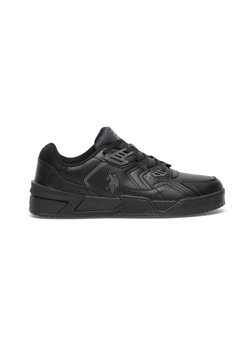 Men's Black Stylish Low-Top Casual Sneakers - Durable Lace-Up Design with Comfort Cushioned Sole for Everyday Active Wear