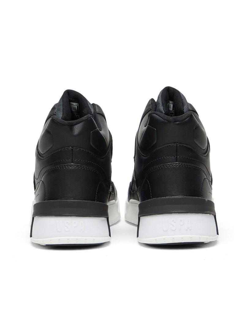Men's Black High-Top Sneakers - Bold Lace-Up Design, Comfortable Casual Footwear for All-Day Wear