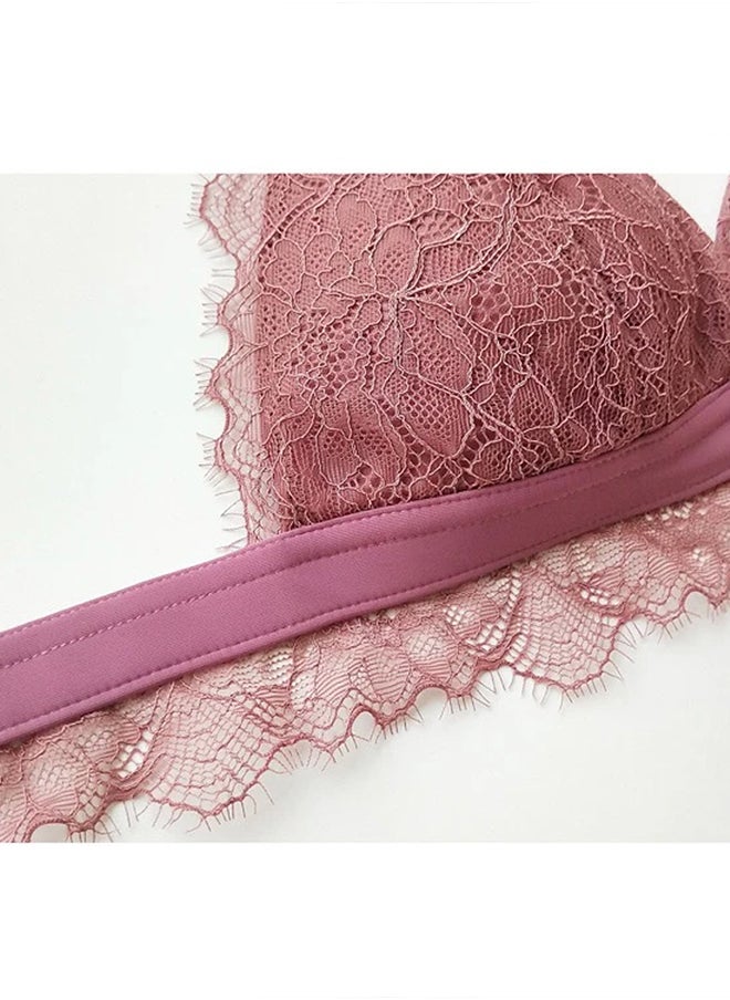 Women's Medium Size Bra and Panty Set Bra Lace Lash Floral Briefs Underwear Triangle Cup Young Girls Underwear Lingerie Bra and Panties Set Apricot