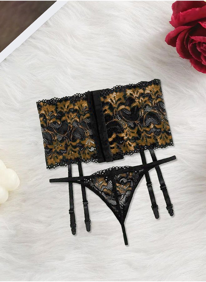 Women XL Lingerie Set Transparent Lace Lingerie Set Passion Outfit Sleepwear Babydoll Set Suspenders Deep V Bodysuit Corset Nightwear Yellow