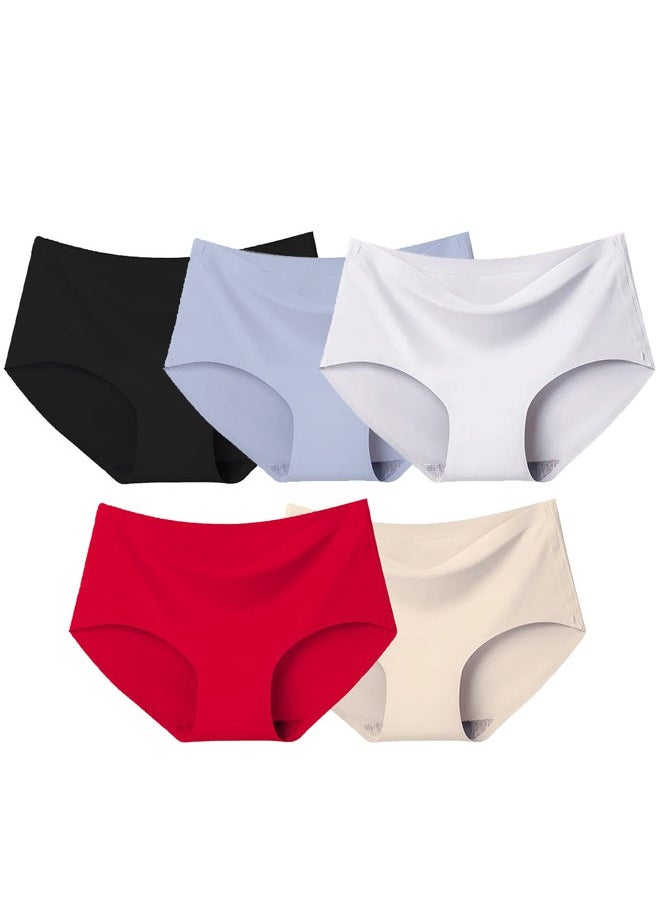 5 Packs Women's Small Size Underwear Silk Women Lingerie Seamless Women High Rise Underwear Multicolour/Size Guide: 155/80 (S) - 160/85 (M) -165/90 (L) -170/95 (XL)