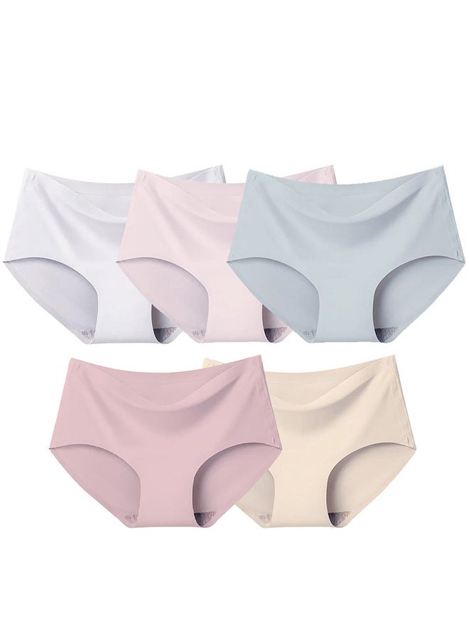 5 Packs Women's Underwear Silk Women Lingerie Seamless Women High Rise Underwear Multicolour/Size Guide: 155/80 (S) - 160/85 (M) -165/90 (L) -170/95 (XL)