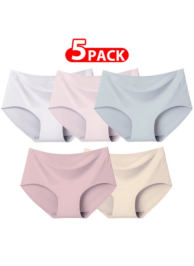 5 Packs Women's Underwear Silk Women Lingerie Seamless Women High Rise Underwear Multicolour/Size Guide: 155/80 (S) - 160/85 (M) -165/90 (L) -170/95 (XL)