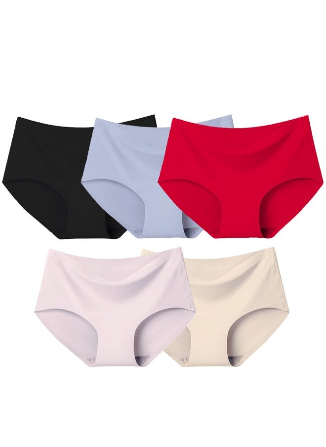 5 Packs Women's Small Size Underwear Silk Women Lingerie Seamless Women High Rise Underwear Multicolour/Size Guide: 155/80 (S) - 160/85 (M) -165/90 (L) -170/95 (XL)