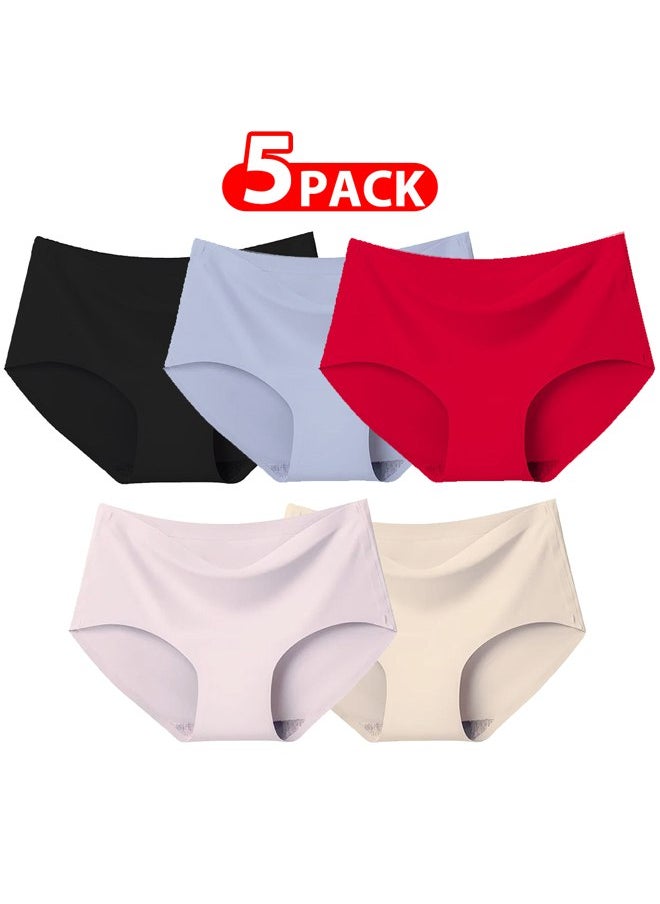 5 Packs Women's Small Size Underwear Silk Women Lingerie Seamless Women High Rise Underwear Multicolour/Size Guide: 155/80 (S) - 160/85 (M) -165/90 (L) -170/95 (XL)