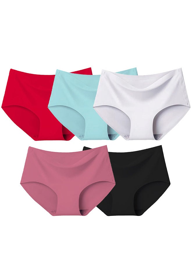 5 Packs Women's Underwear Silk Women Lingerie Seamless Women High Rise Underwear Multicolour/Size Guide: 155/80 (S) - 160/85 (M) -165/90 (L) -170/95 (XL)