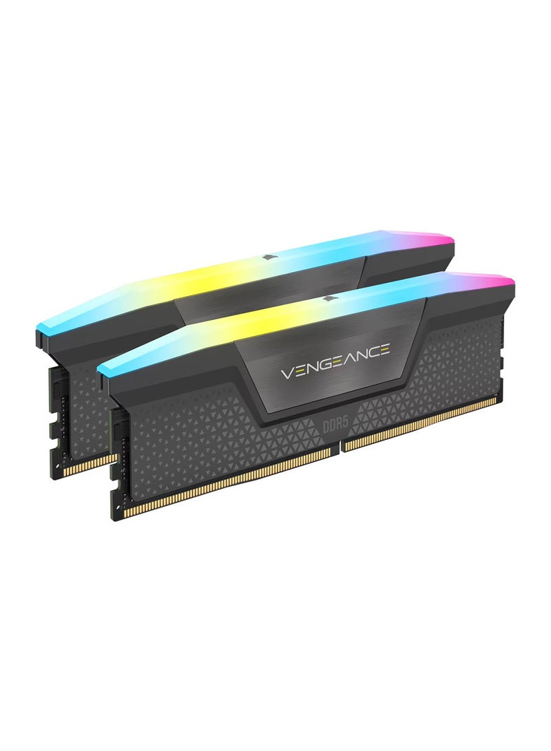 VENGEANCE 32GB (2 x 16GB) RGB DDR5 288-Pin Dual Channel Desktop Memory Kit, 6400 MHz Tested Speed, 32-40-40-84 Latency, AMD EXPO & Intel XMP Profile, 1.40V, Grey | CMH32GX5M2B6400Z32
