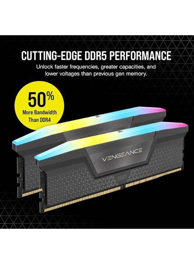 VENGEANCE 32GB (2 x 16GB) RGB DDR5 288-Pin Dual Channel Desktop Memory Kit, 6000 MHz Tested Speed, CL36 Rev E CAS Latency, EXPO, Overclock PMIC, 1.35V, Gray | CMH32GX5M2E6000Z36