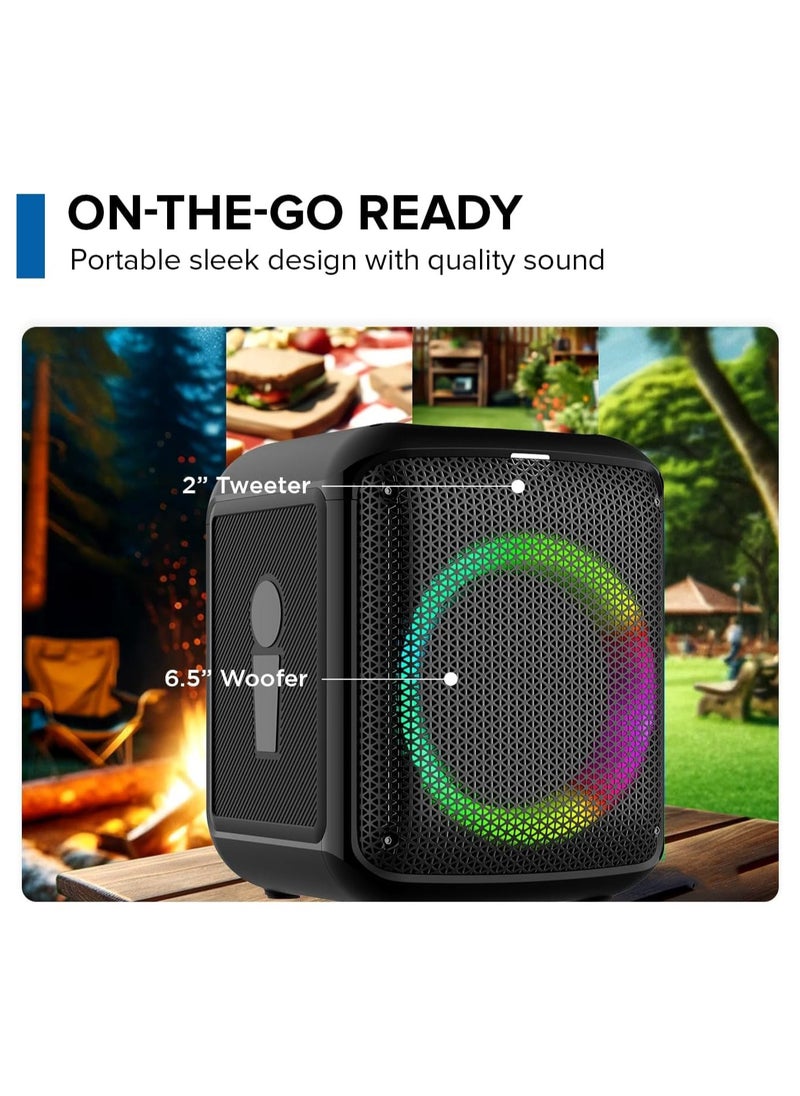 Portable Bluetooth Boombox – 100W & 200W Models, LED Party Lights, TWS Pairing, Wireless Mic, Rechargeable Battery, USB, Aux, 10-Hour Playtime