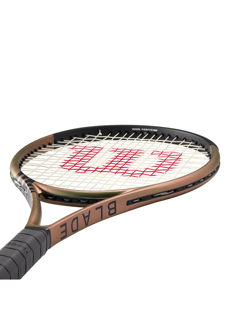 Blade 100 Ul V8.0 L1 Tennis Racket, 16x19, Adults, Intermediate/ Advanced - Green/ Bronze/ Black