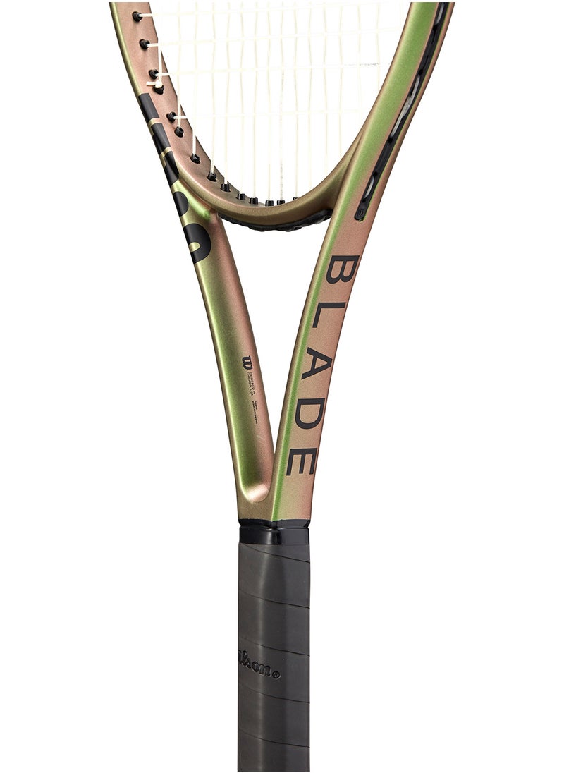 Blade 100 Ul V8.0 L1 Tennis Racket, 16x19, Adults, Intermediate/ Advanced - Green/ Bronze/ Black