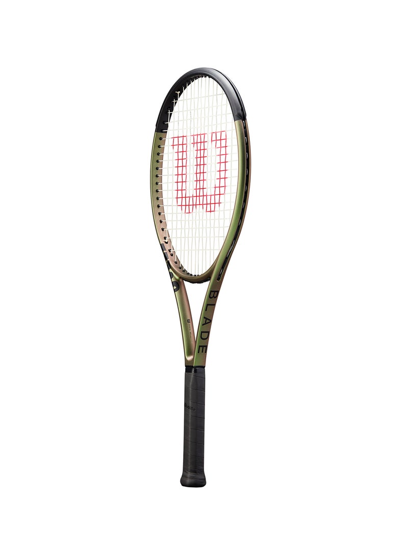 Blade 100 Ul V8.0 L1 Tennis Racket, 16x19, Adults, Intermediate/ Advanced - Green/ Bronze/ Black