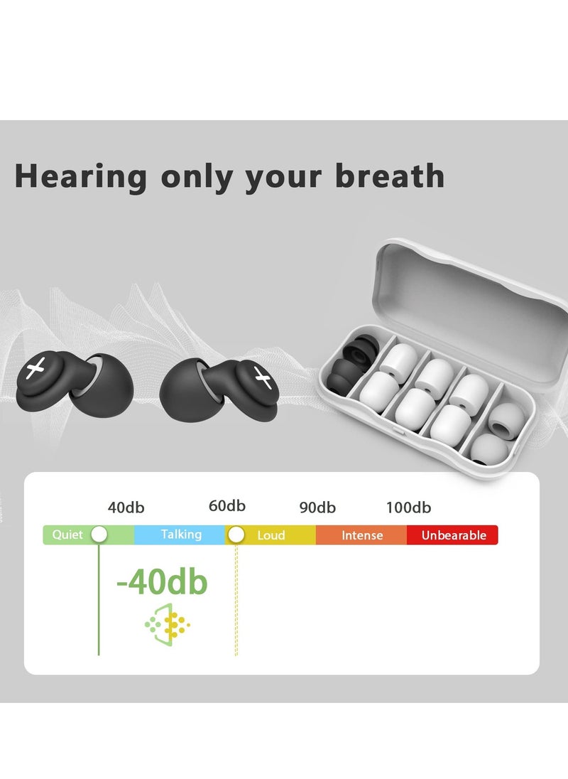Noise Reduction Ear Plugs-40 dB Noise Cancelling Reusable Hearing Protection in Flexible Silicone for Sleeping, Traveling, Concerts, Work & Swimming,3 Wearing Styles, Black