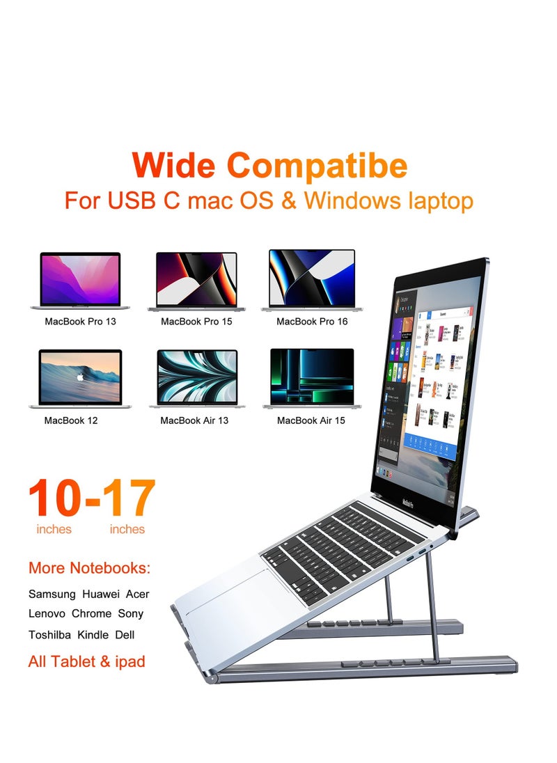 Laptop Docking Station Stand, USB C Dock Tablet Stand, 7 in 1 USB C Hub with 4K HDMI, 2 USB 3.1, PD 100W, Universal Docking Station for MacBook Pro/Air/Dell/HP/Surface/Lenovo, Plug and Play
