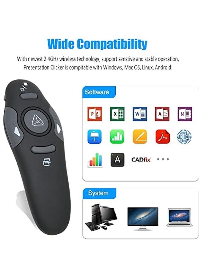 Presentation Clicker, Presenter Remote Clicker for Presentation Remote, PPT Clicker 2.4GHz USB Presentation Clicker for Computer, Laptop, Keynote