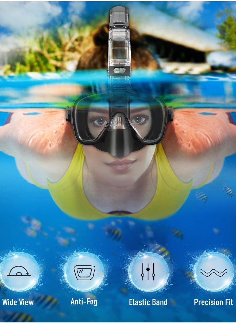 Snorkeling Mask, Diving Mask, Silicone Skirt Tempered Glass Diving Goggle, Anti-fog and Leak-proof, With Camera Mount, 180° Folding Panoramic Diving and Snorkeling Goggles, Adult Teenager Swimming Goggles, For Diving, Snorkeling, Swimming