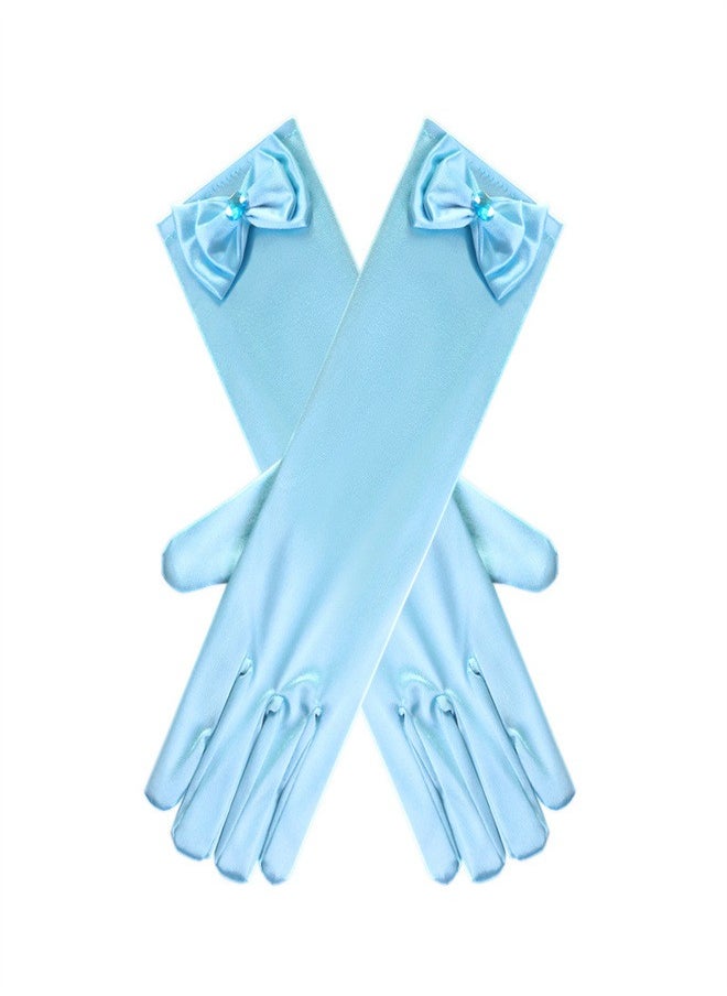 Girls' Spring and Autumn Long Gloves Blue