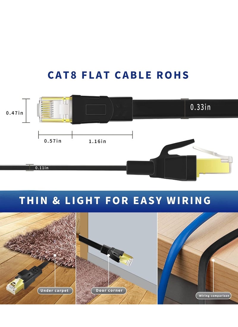Cat8 Ethernet Cable, 40GBPS 2000Mhz Flat LAN Network Cable, High Speed Shielded Internet Network Patch Cord with Gold Plated RJ45 Connector for Modem, Router, Switch, PS5/PS4/PS3, Xbox (20 Meters )