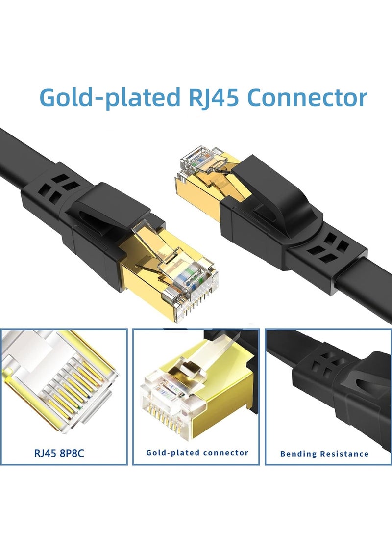 Cat8 Ethernet Cable, 30 Meters 40GBPS 2000Mhz Flat LAN Network Cable, High Speed Shielded Internet Network Patch Cord with Gold Plated RJ45 Connector for Modem, Router, Switch, PS5/PS4/PS3, Xbox