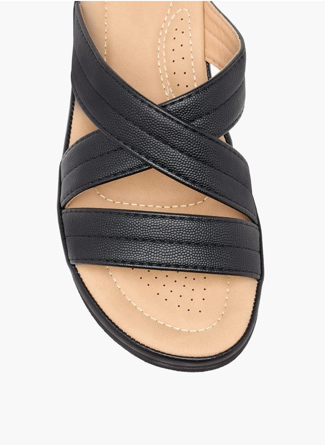 Women Textured Cross Strap Slip-On Sandals