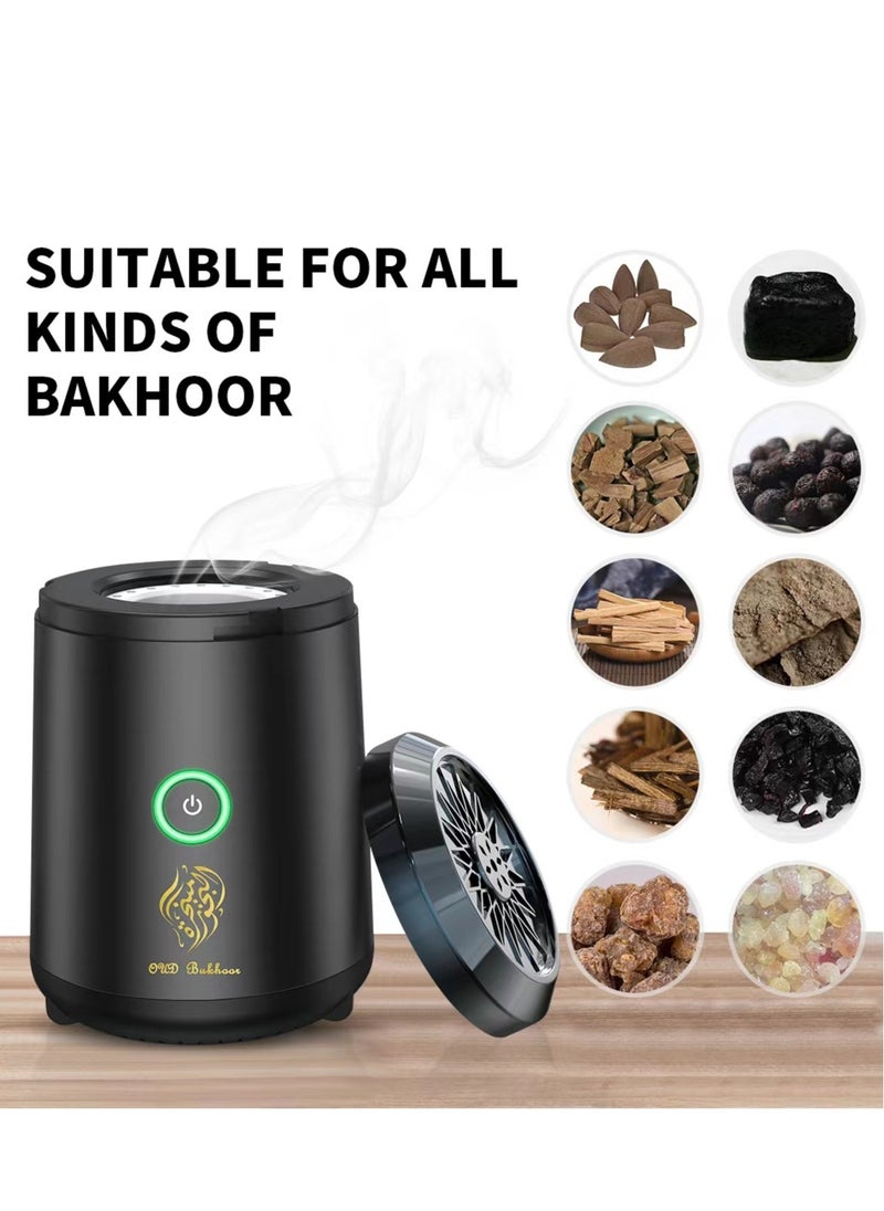 [Upgrade] Electric Mini Incense Burner Portable USB Rechargeable Aroma Diffuser Black