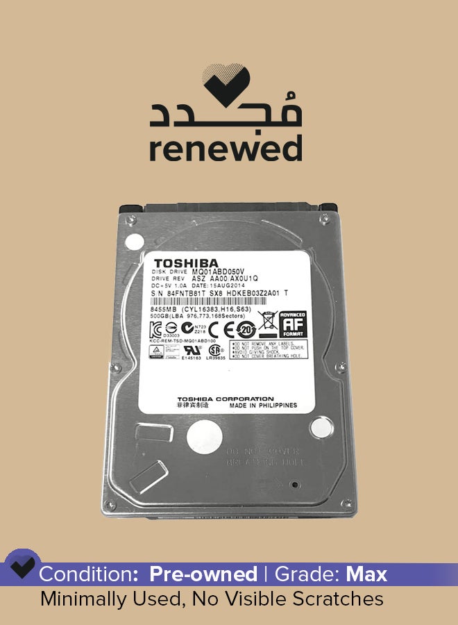 Renewed - 2.5-Inch 500GB SATA Laptop Hard Drive (5400rpm, 8MB cache) 500 GB