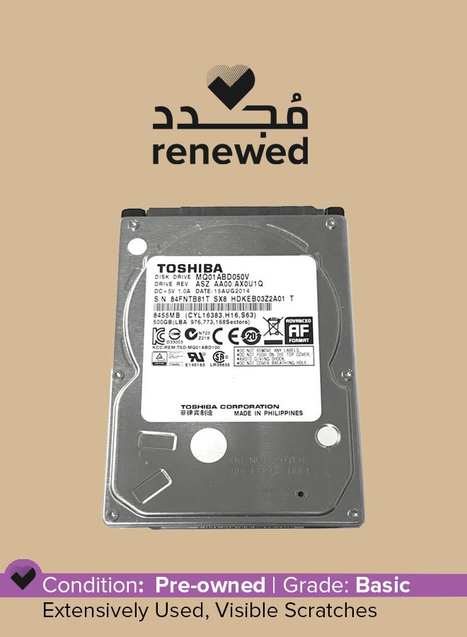 Renewed - 2.5-Inch SATA Laptop Hard Drive (5400rpm, 8MB cache) 500.0 GB