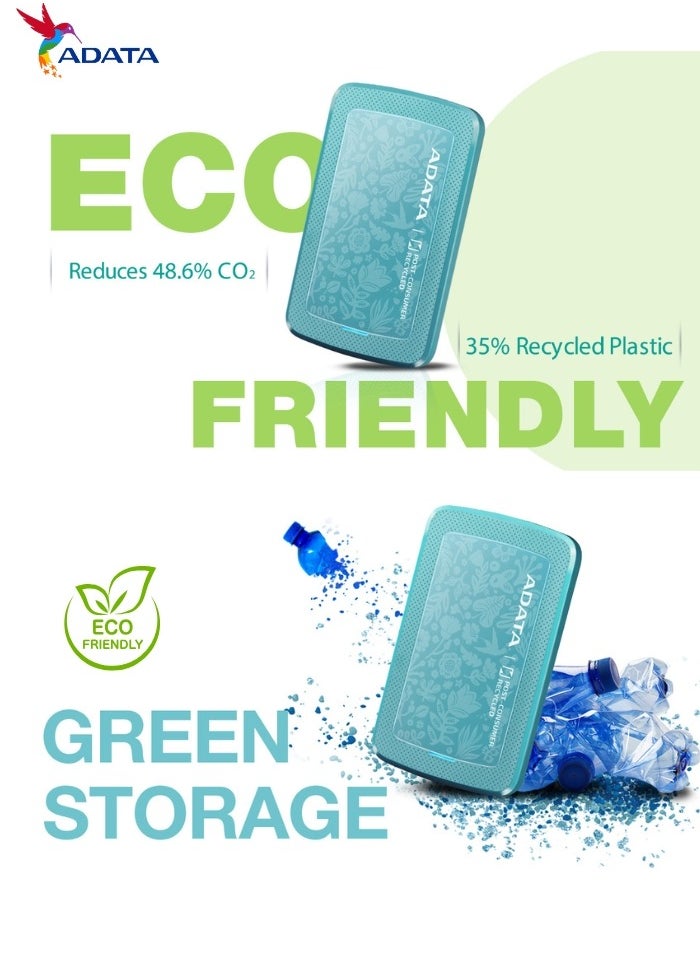 HD300 1TB ECO Friendly Ultra-slimExternal Hard Drive | Compatible with PS5 XBOX | Shock Sensor Protection | Green