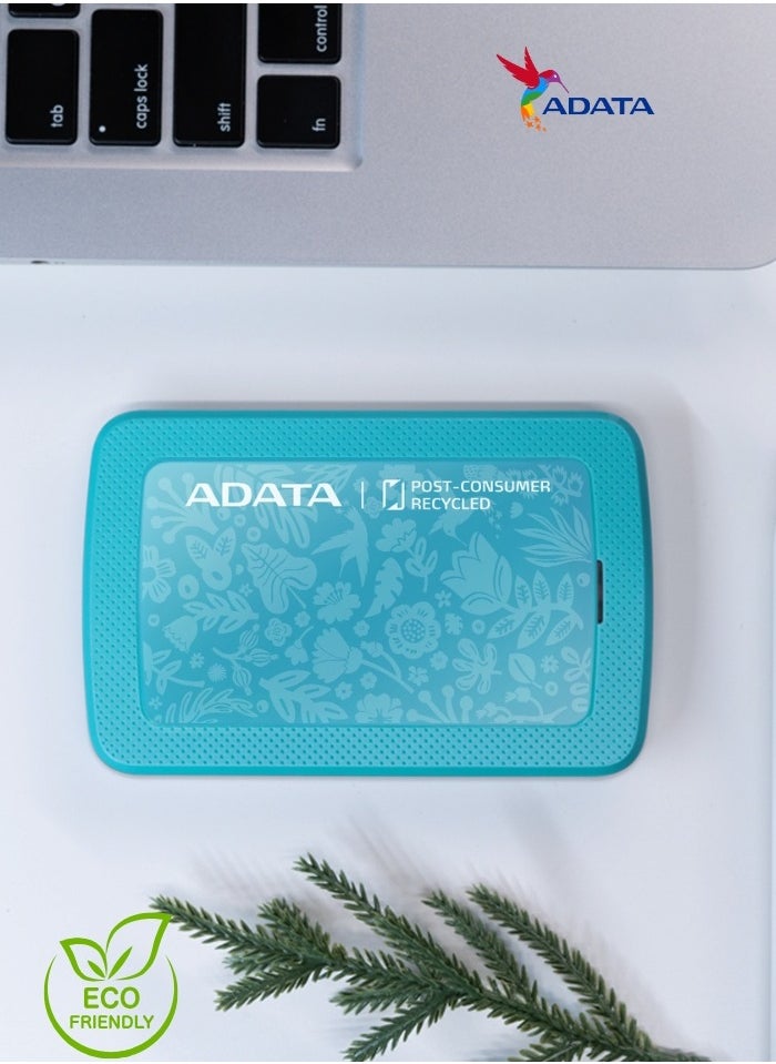 HD300 1TB ECO Friendly Ultra-slimExternal Hard Drive | Compatible with PS5 XBOX | Shock Sensor Protection | Green