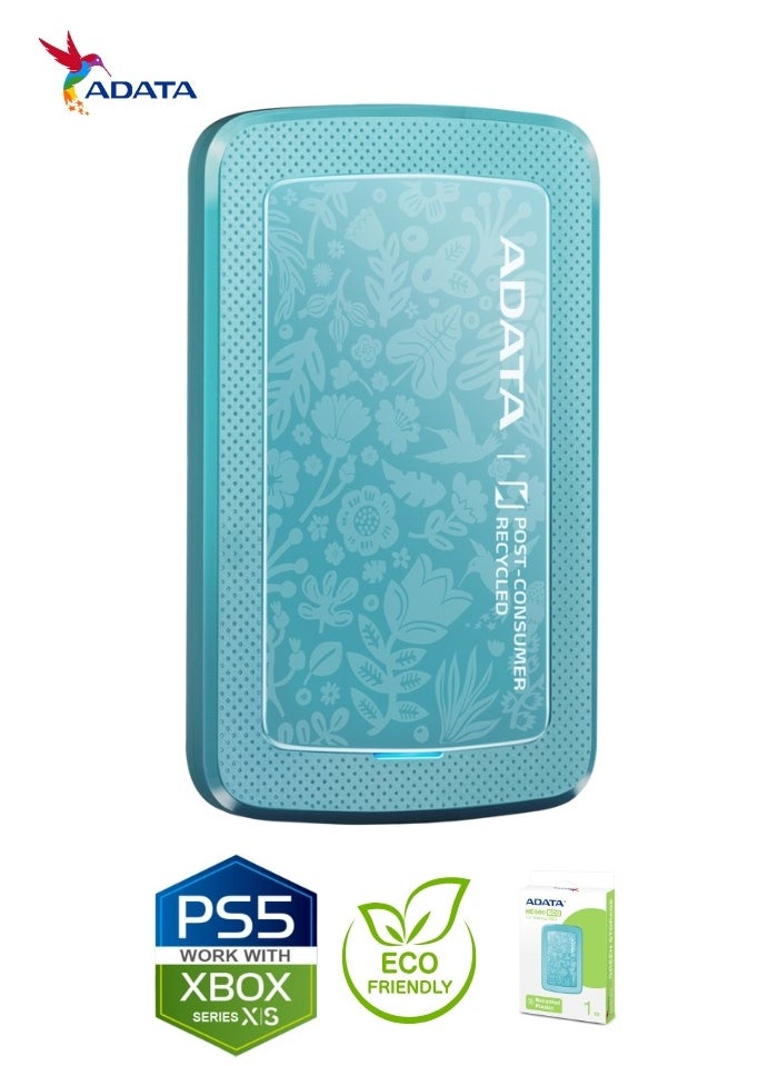 HD300 1TB ECO Friendly Ultra-slimExternal Hard Drive | Compatible with PS5 XBOX | Shock Sensor Protection | Green