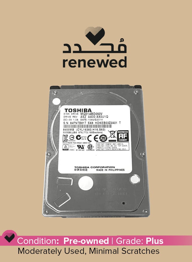 Renewed - 2.5-Inch SATA Laptop Hard Drive (5400rpm, 8MB cache) 500.0 GB