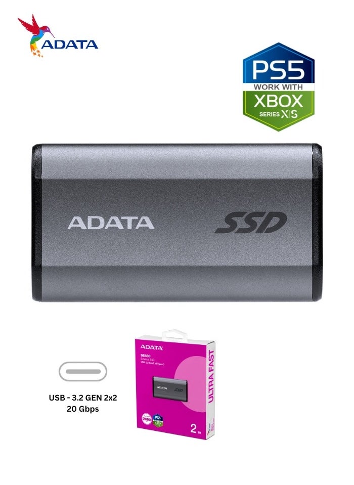 SE880 2TB External SSD | Portable Ultra Fast Solid State Drive Compitable for PS5 and XBOX | Silver