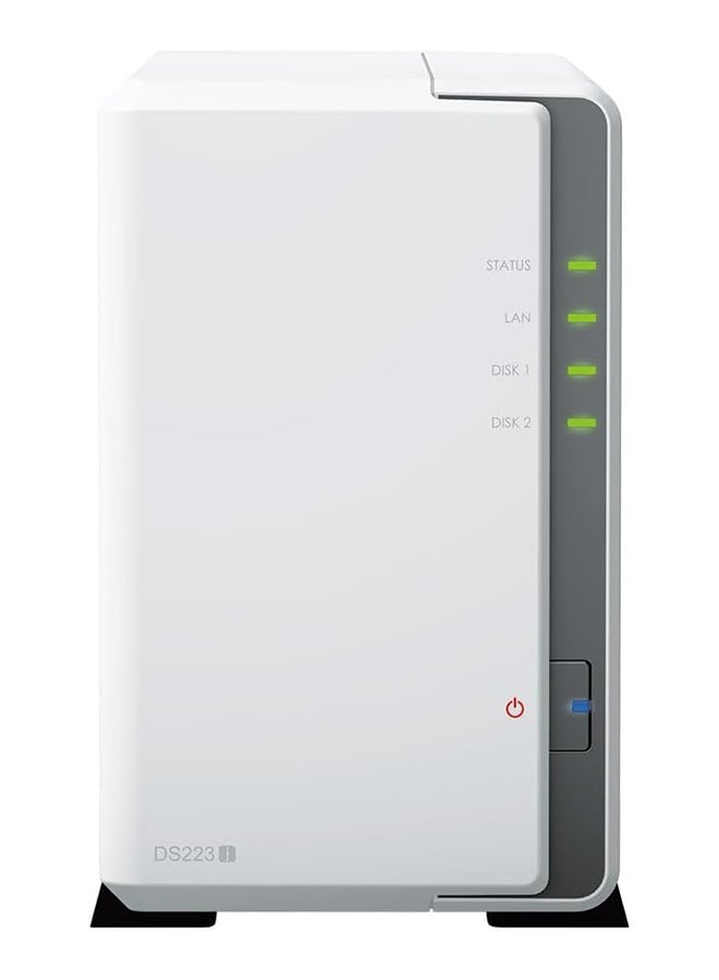 DS223J 16TB 2 bay Desktop NAS Solution installed with 2 x 8TB HAT3300 Drives White